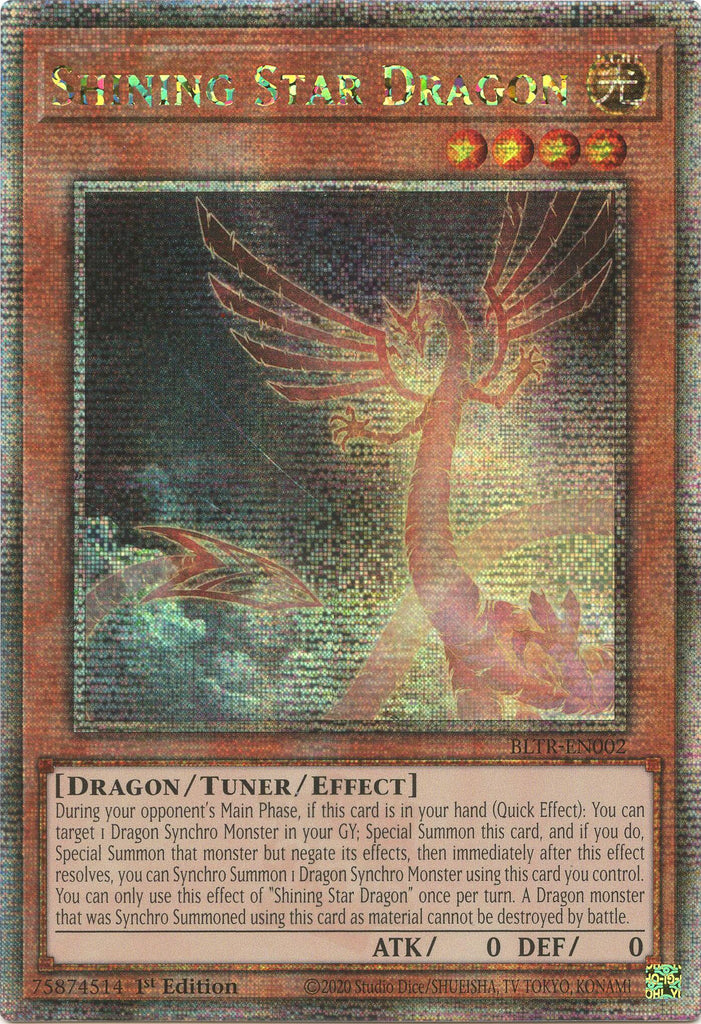 yugioh 4 star dragon cards Shining Star Dragon (Quarter Century Secret Rare) [BLTR-EN002] Quarter