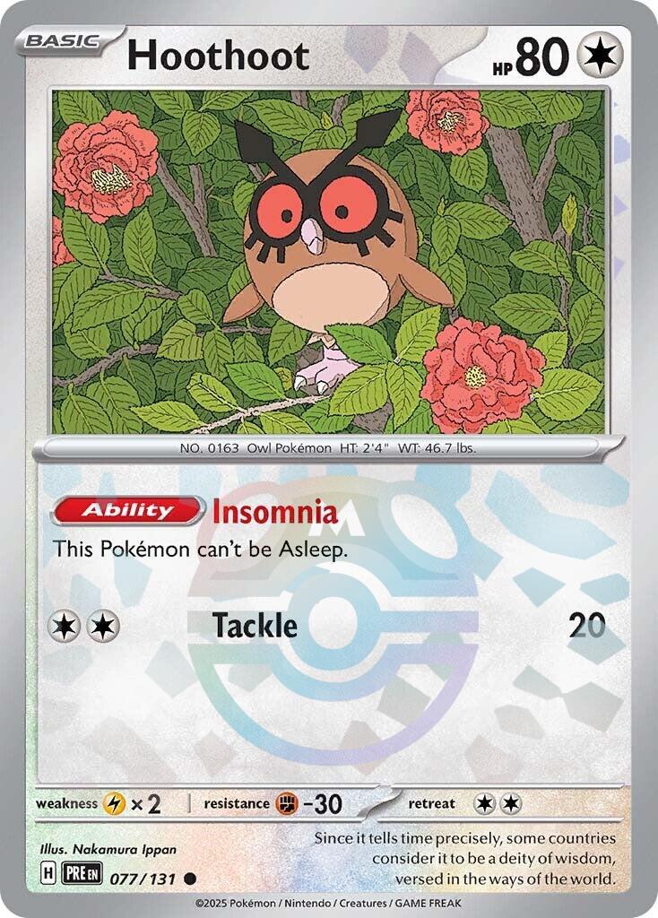 Hoothoot (077/131) (Master Ball Pattern) [Scarlet & Violet: Prismatic Evolutions]