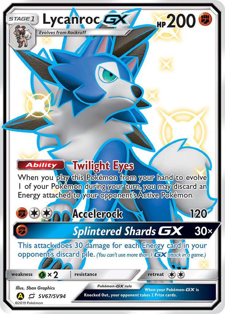 hidden fates shiny pokemon cards Lycanroc GX (SV67/SV94) [Sun & Moon: Hidden Fates