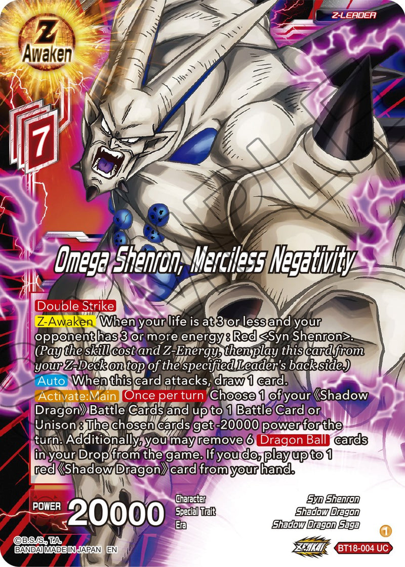 Omega Shenron Merciless Negativity BT18 004 Dawn of the Z Legends