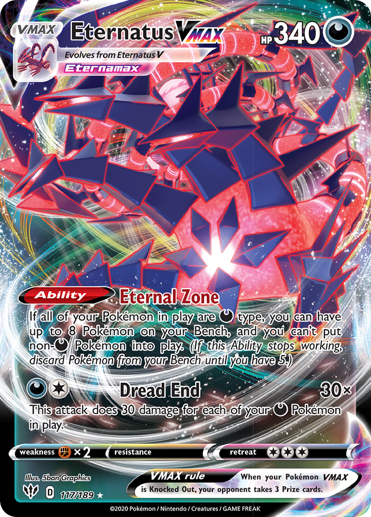 pokemon cards sword and shield darkness ablaze Eternatus VMAX (117/189) [Sword & Shield: Darkness Ablaze]